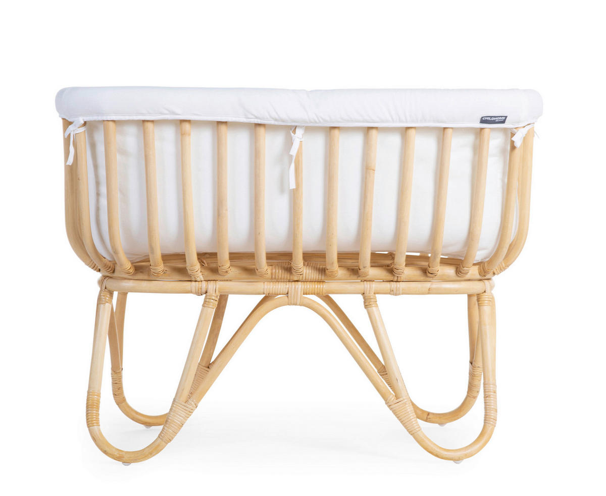 WIEGE Rattan Cradle Rectangular Rattan  Braun, Weiß  - Braun/Weiß, Design, Holz (90/50/70cm) - Childhome