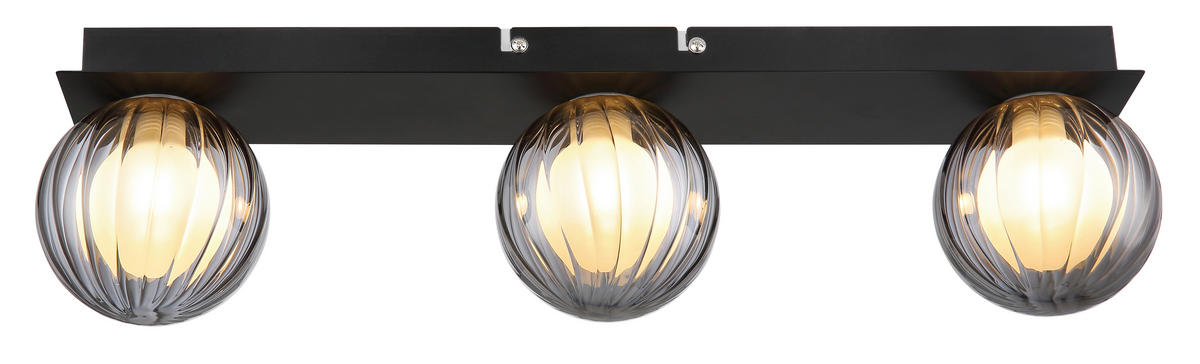 BADEZIMMER-DECKENLEUCHTE    50/10/12,5 cm  - Schwarz, Design, Glas/Metall (50/10/12,5cm) - Globo