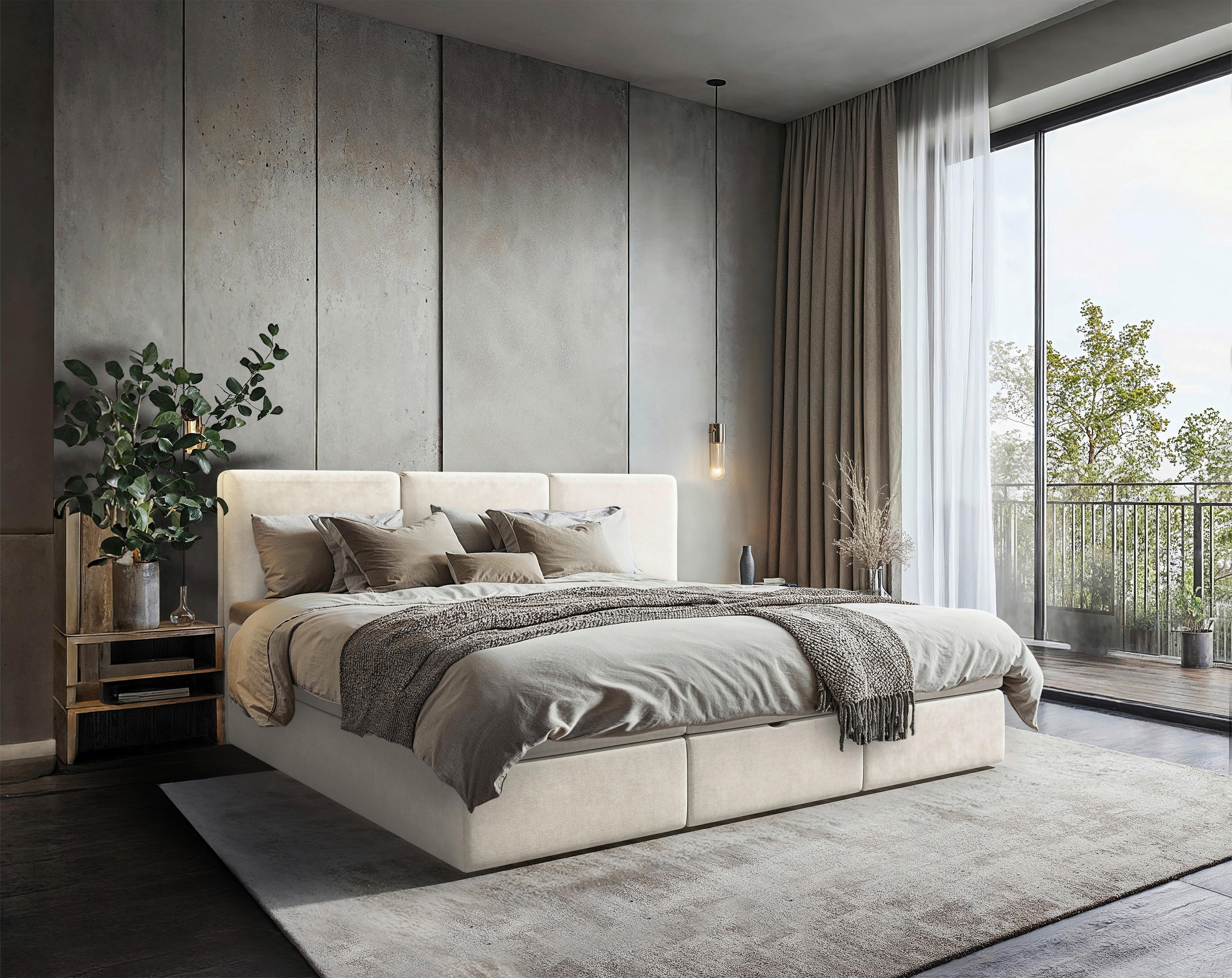 FAMILIENBETT - Creme/Schwarz, MODERN, Holz/Kunststoff (240/200cm) - MID.YOU