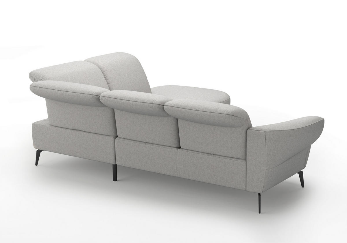 ECKSOFA in Flachgewebe Hellgrau  302/270 cm  - Hellgrau/Schwarz, MODERN, Textil/Metall (302/270cm) - Sit & More