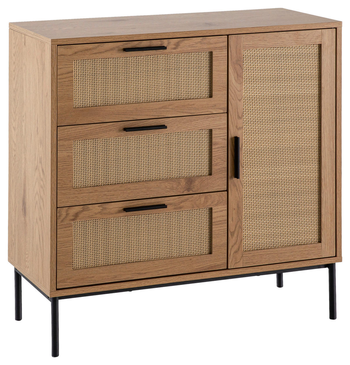 KOMODA   80/82/36 cm   boje hrasta  - boje hrasta/crna, Design, drvni materijal/metal (80/82/36cm) - MID.YOU