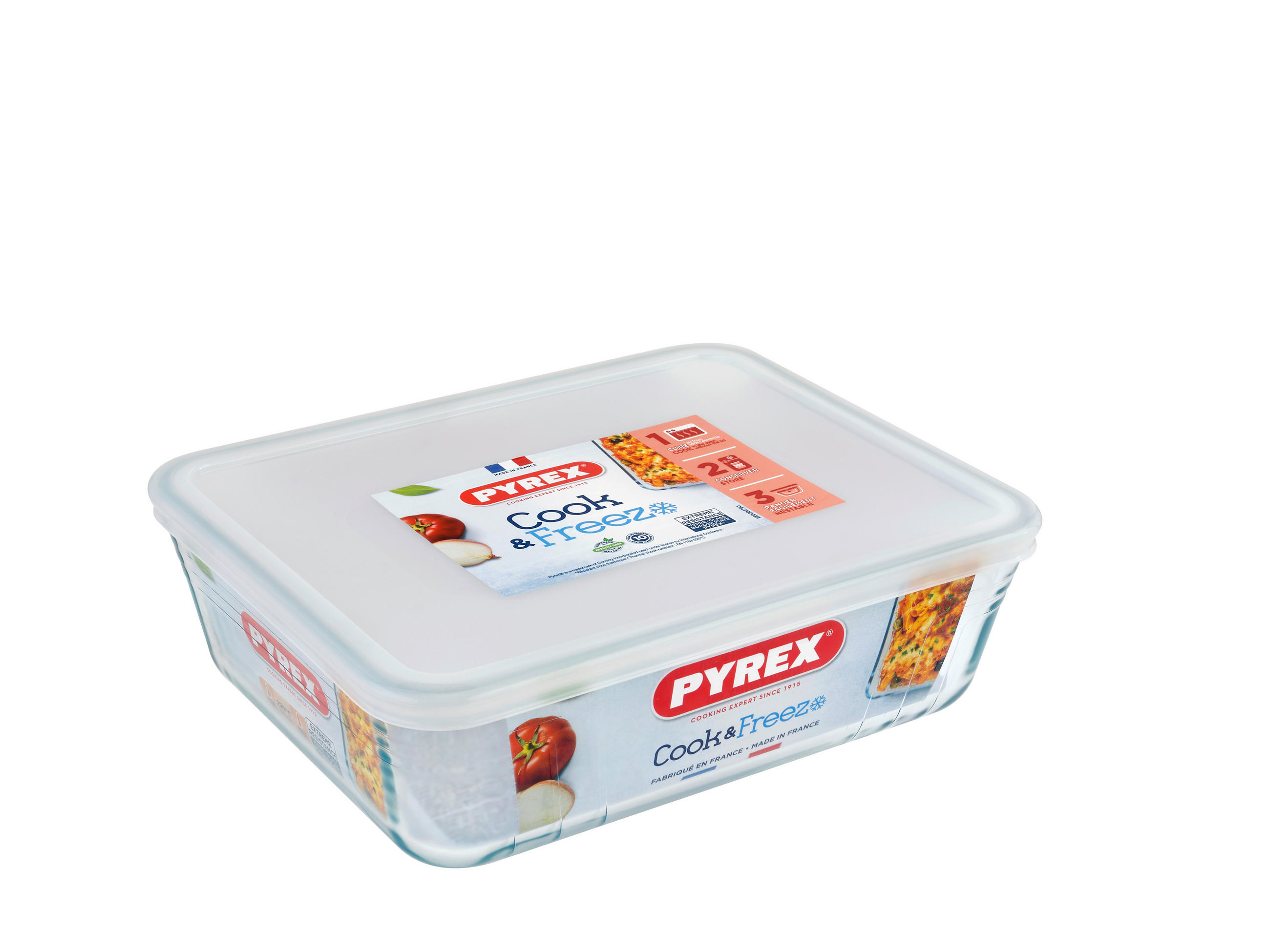 FAGYASZTÓ DOBOZ  2,6 l  - áttetsző/fehér, Basics, műanyag/üveg (2,6l) - Pyrex