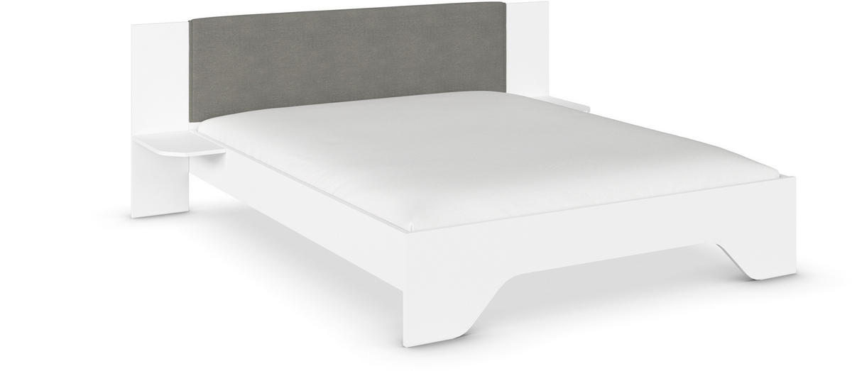 BETTANLAGE 180/200 cm  in Weiss, Dunkelgrau   - Weiss/Dunkelgrau, Design, Holzwerkstoff/Textil (180/200cm) - Boxxx