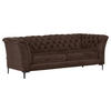 CHESTERFIELD-SOFA in Flachgewebe Dunkelbraun  - Dunkelbraun/Schwarz, LIFESTYLE, Textil/Metall (220/80/100cm) - Landscape