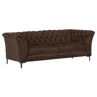 CHESTERFIELD-SOFA in Flachgewebe Dunkelbraun  - Dunkelbraun/Schwarz, Lifestyle, Textil/Metall (220/80/100cm) - Landscape