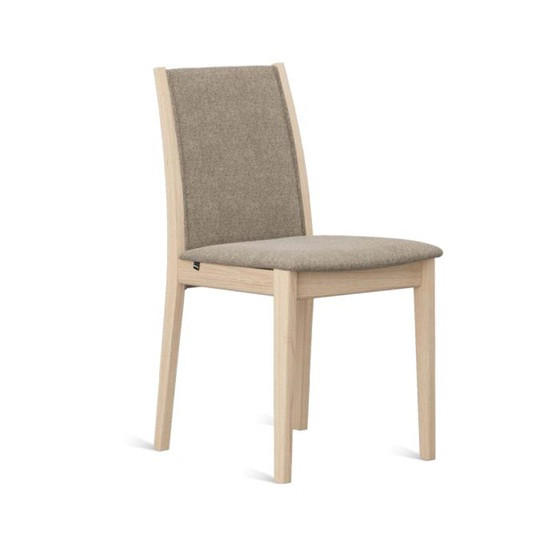 STOL  läderutbud, tygutbud   brun, ek Bianco  - ek Bianco/brun, Design, trä/textil (45/86/56cm) - Skovby