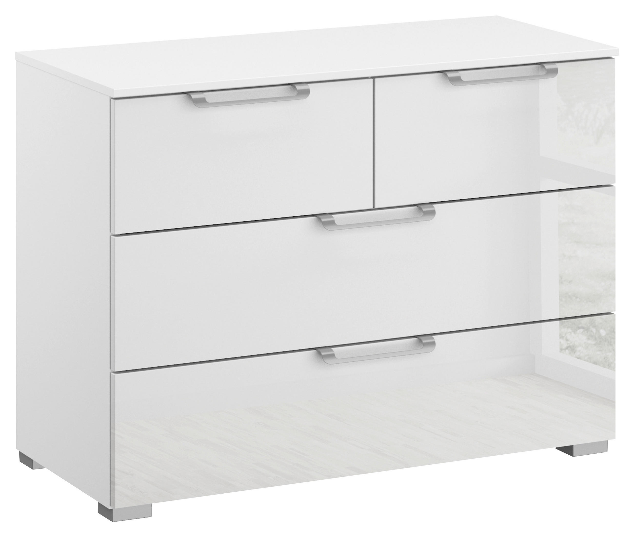 KOMMODE 80/61/42 cm Klar, Weiss  - Klar/Weiss, Design, Glas/Holzwerkstoff (80/61/42cm) - Novel