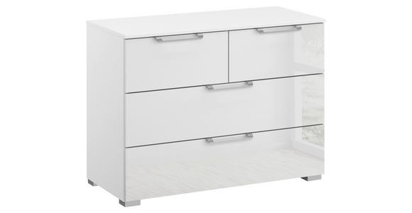 KOMMODE , 80/61/42 cm, 4 Schublade(n)  - Klar/Silberfarben, Design, Glas/Holzwerkstoff (80/61/42cm) - Novel