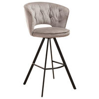 BARHOCKER in Metall, Textil Grau  - Schwarz/Grau, Design, Textil/Metall (54/103/54cm) - Novel