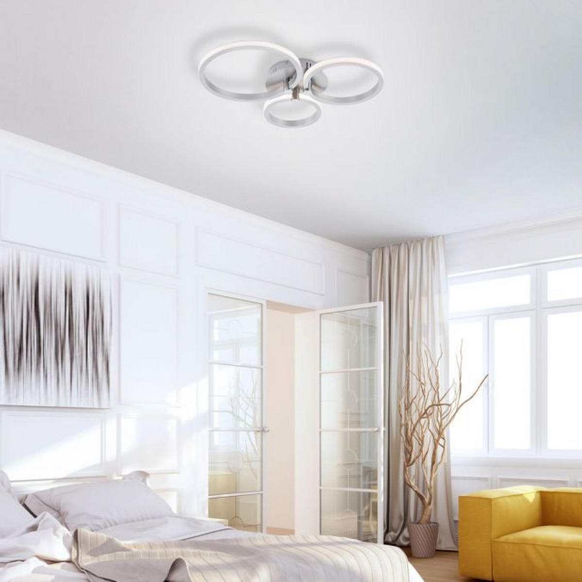 STROPNA LED-SVETILKA  Johanna //3000 K/230 V/ - srebrne barve, Design, kovina (49/40/8,5cm)