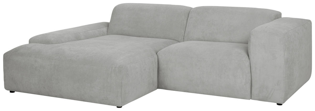 ECKSOFA in Cord Hellgrau  - Hellgrau/Schwarz, Design, Kunststoff/Textil (170/252cm) - MID.YOU