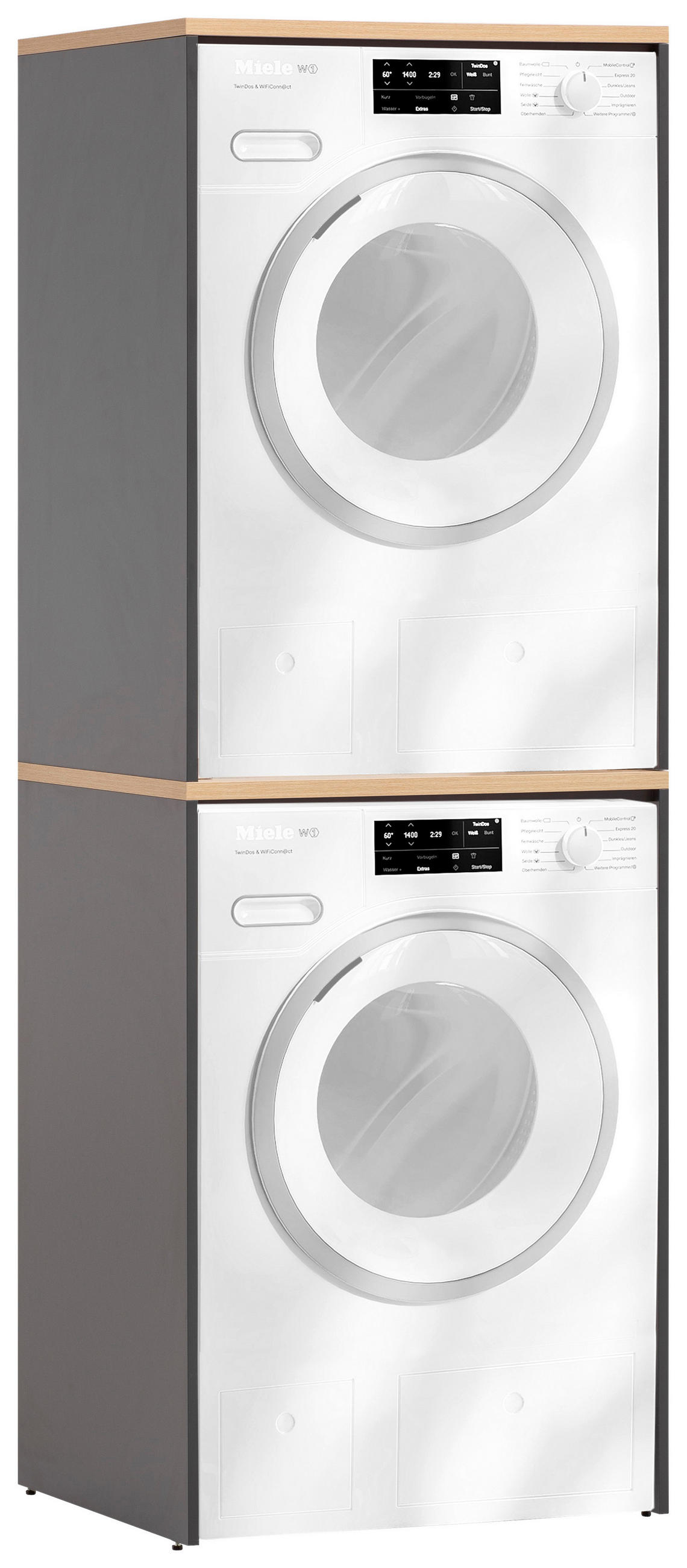 WASCHMASCHINENSCHRANK 67,1/96/60 cm  in Anthrazit, Eichefarben  - Eichefarben/Anthrazit, MODERN, Holzwerkstoff (67,1/96/60cm) - MID.YOU