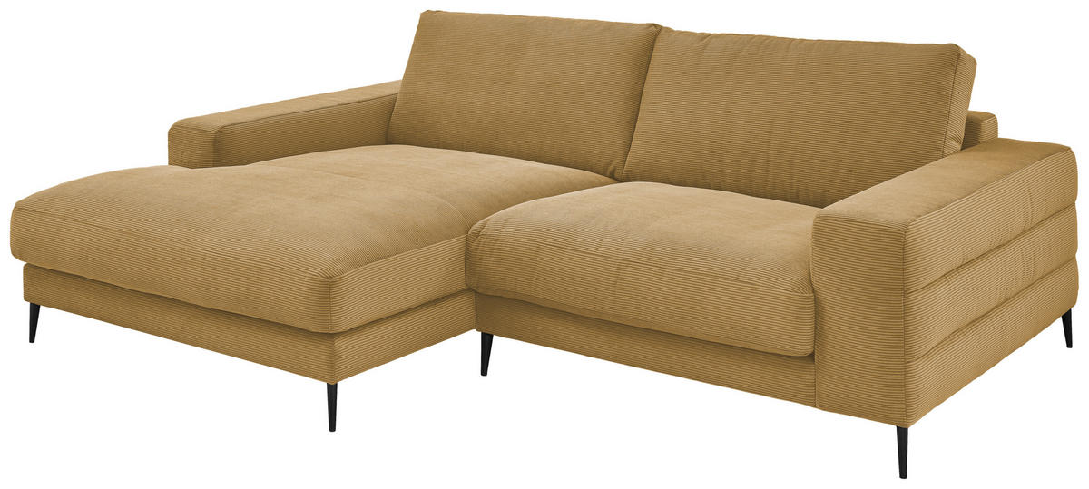 ECKSOFA in Feincord Gelb, Grün  - Gelb/Schwarz, Design, Textil/Metall (177/253cm) - Dieter Knoll