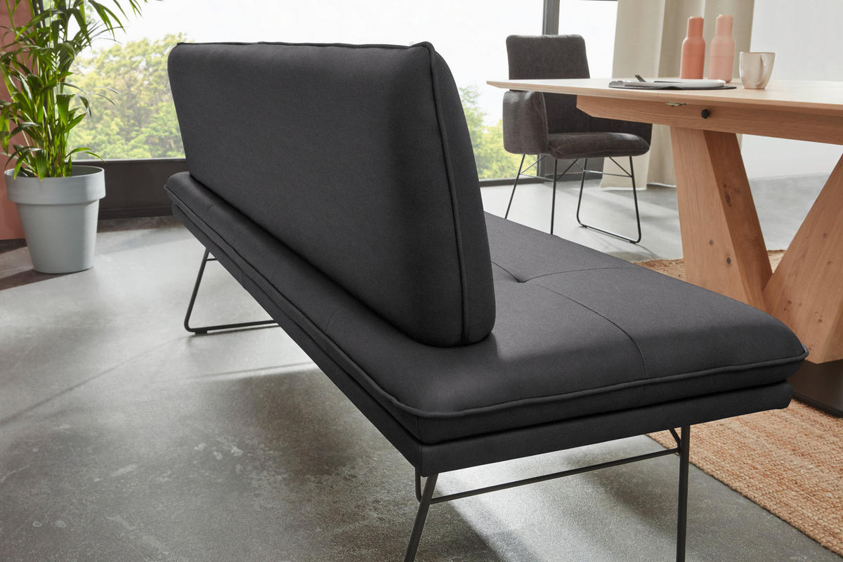 SITZBANK in Metall, Textil Schwarz  - Schwarz, Design, Textil/Metall (195/87/65cm) - Dieter Knoll