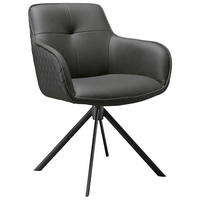 ARMLEHNSTUHL  Sitzfläche 360° drehbar, inklusive Armlehnen, automatische Rückholfunktion Mikrofaser  Anthrazit, Schwarz  - Anthrazit/Schwarz, Design, Textil/Metall (60,5/83,5/62,5cm) - Novel