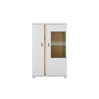 HIGHBOARD  in 80/125/35 cm  - Silberfarben/Eiche Wotan, Design, Glas/Holzwerkstoff (80/125/35cm) - MID.YOU