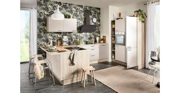 ECKKÜCHE  in Grau, Kaschmir, Tannenholzfarben  - Kaschmir/Tannenholzfarben, Design, Holzwerkstoff/Metall (121,6/280/150cm) - Xora