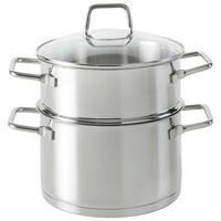 GEMÜSEDÄMPFER 3 L  - Klar/Edelstahlfarben, Basics, Glas/Metall (20/25,5cm) - Homeware Profession.