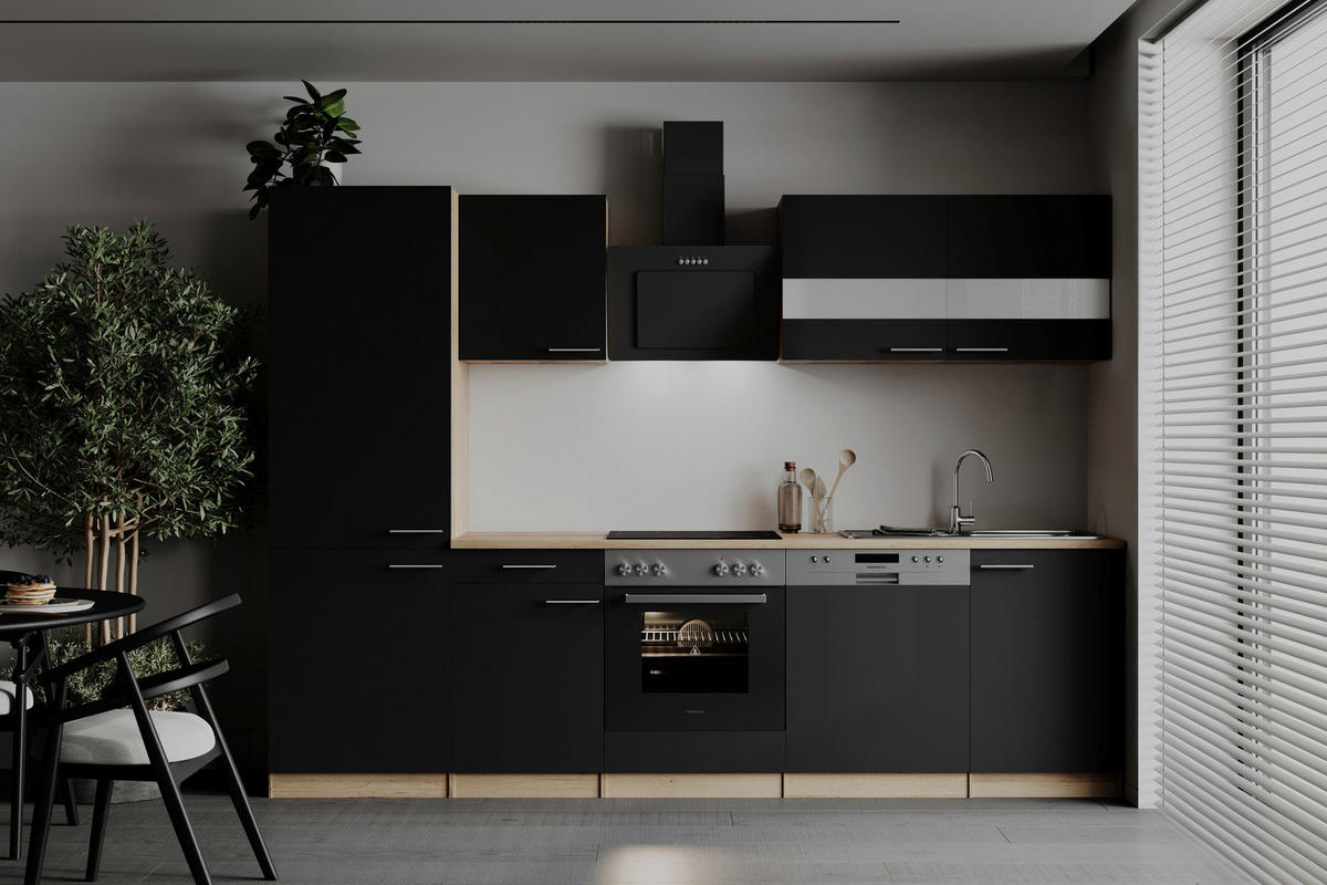 MODULKÖK 280 cm   i svart  - stålfärgad/svart, Basics, metall/trämaterial (280cm) - Respekta