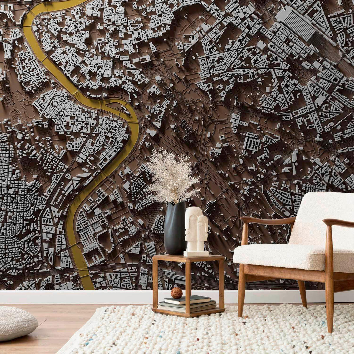 FOTOTAPETE  - Cognac/Hellgrau, LIFESTYLE, Textil (300/210cm) - artgeist