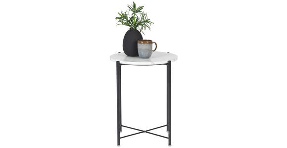 BEISTELLTISCH 45/45/50 cm Schwarz, Weiß rund - Schwarz/Weiß, Trend, Holzwerkstoff/Metall (45/45/50cm) - Carryhome