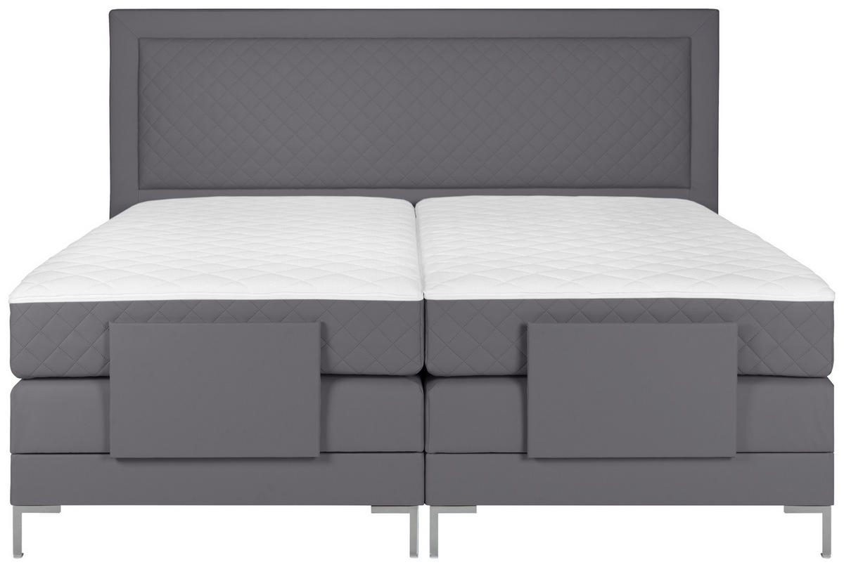 BOXSPRINGBETT 180/200 cm  in Grau  - Alufarben/Grau, Design, Textil/Metall (180/200cm) - Welnova