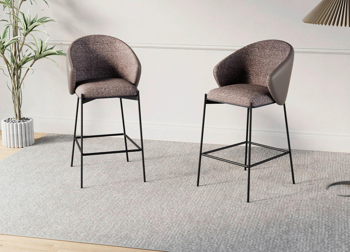 BARHOCKER Samt Braun Eisen  - Schwarz/Braun, MODERN, Textil/Metall (53,5/101/54cm) - MID.YOU