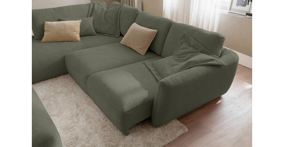 ECKSOFA  in Chenille Olivgrün  224/307 cm  - Schwarz/Olivgrün, KONVENTIONELL, Kunststoff/Textil (224/307cm) - Hom`in