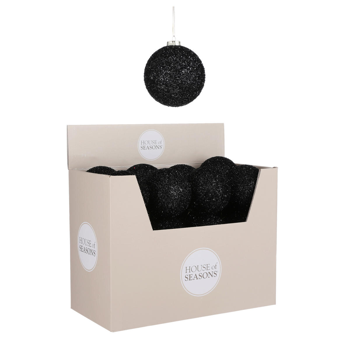 KUGLA ZA JELKU - crna, Osnovno, plastika (10/10cm) - X-Mas