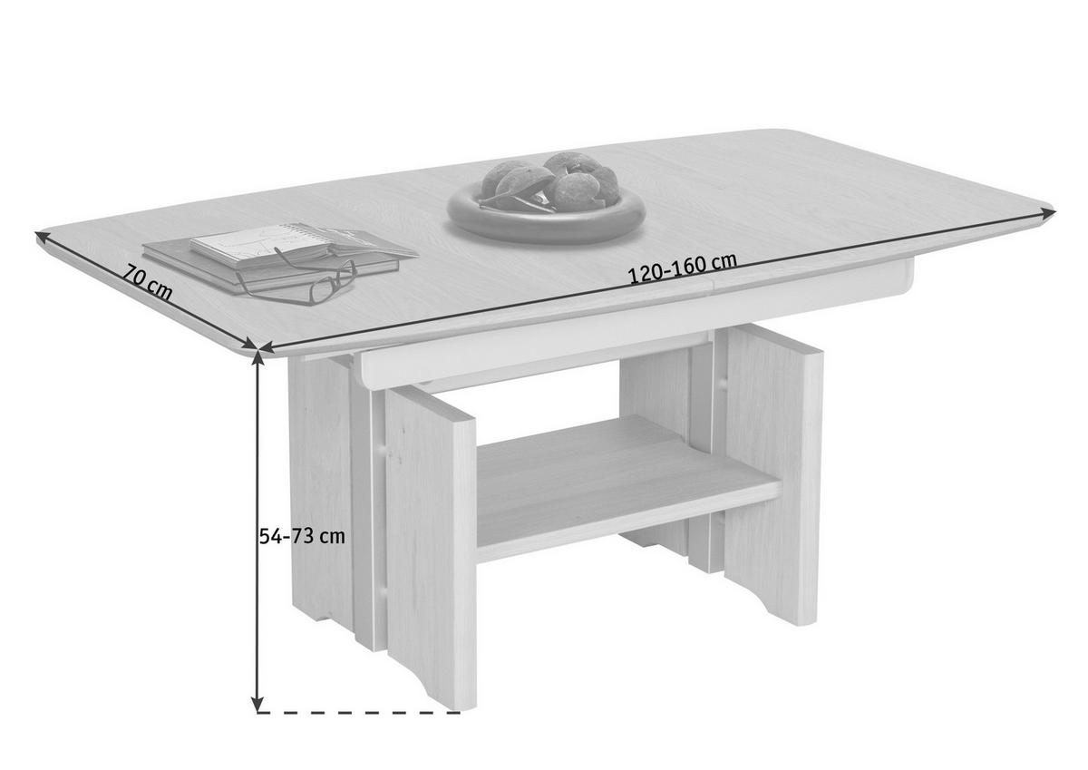 COUCHTISCH Eiche furniert 120/70/54 cm rechteckig Eichefarben  - Eichefarben, KONVENTIONELL, Holz (120/70/54cm) - Venda