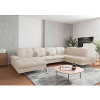 WOHNLANDSCHAFT in Flachgewebe Creme  - Creme/Schwarz, KONVENTIONELL, Textil/Metall (185/357/231cm) - Sit & More