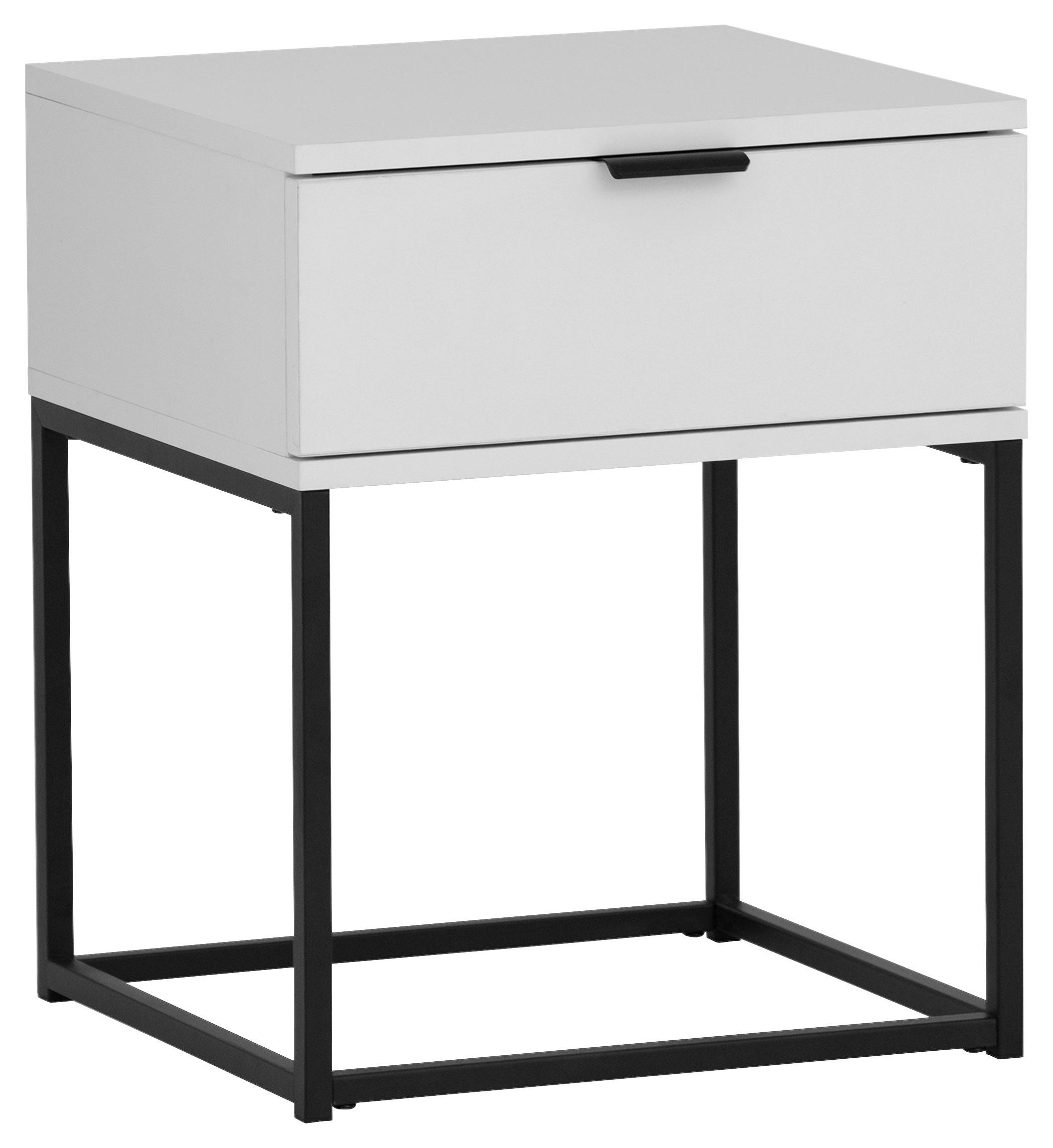 NACHTSCHRANK 42,5/52/38,5 cm, Schwarz, Weiß,  - Schwarz/Weiß, KONVENTIONELL, Holzwerkstoff/Metall (42,5/52/38,5cm) - Boxxx