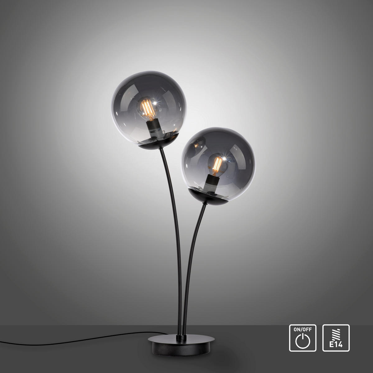 TISCHLEUCHTE 35/20/52 cm   - Schwarz, Basics, Glas/Kunststoff (35/20/52cm)
