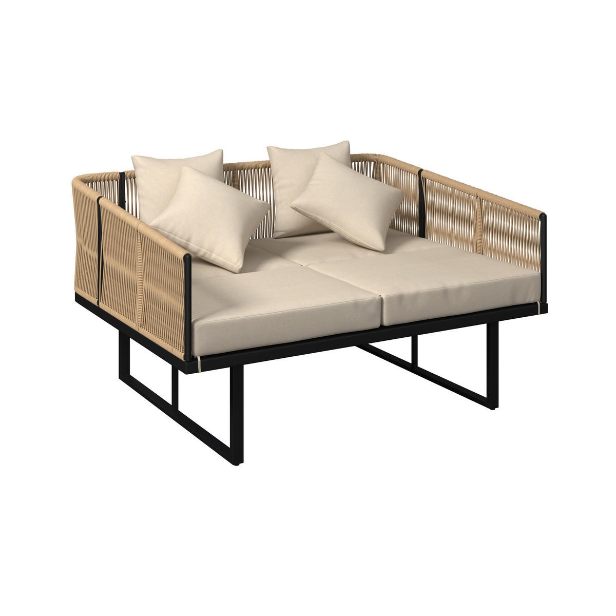 SONNENINSEL 160/120/84 cm  - Schwarz/Grau, MODERN, Kunststoff/Textil (160/120/84cm) - Ambia Garden