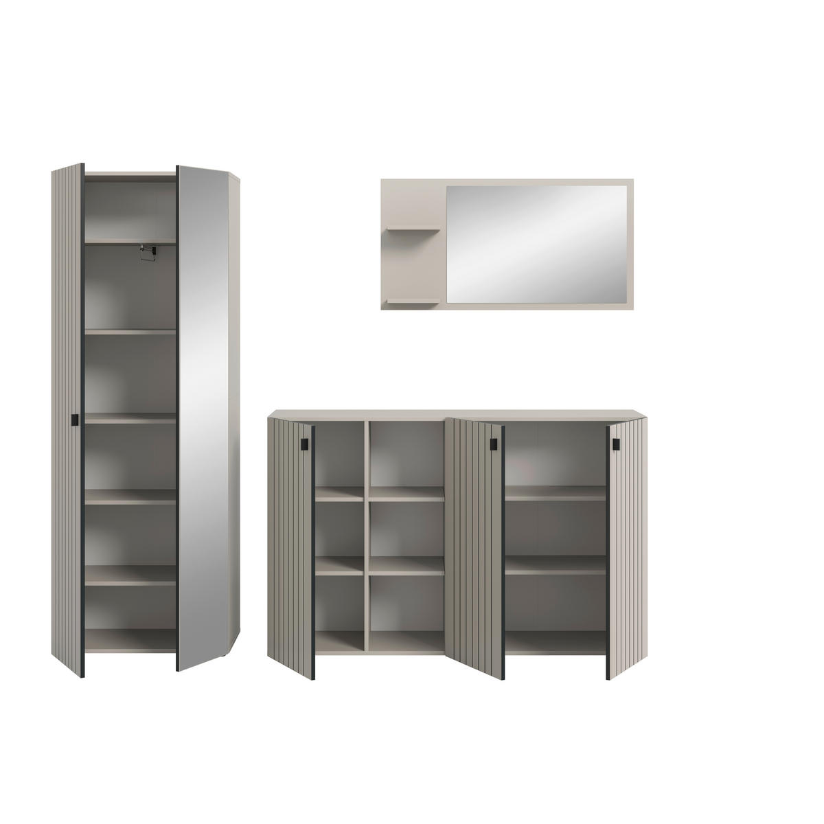 GARDEROBE 3-teilig  in 235/192/37 cm  - Kaschmir, Design, Holzwerkstoff (235/192/37cm) - MID.YOU