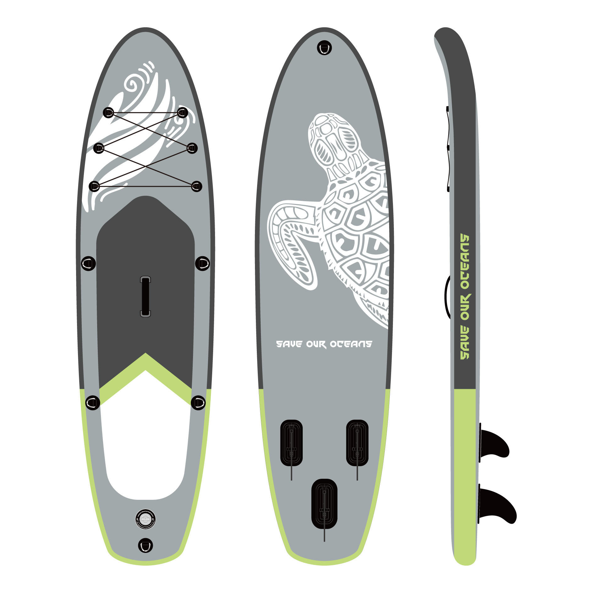STAND-UP PADDLE BOARD TURTLE 2 SAVE OUR OCEAN  - Weiß/Grau, KONVENTIONELL, Kunststoff (290/75/15cm) - Atrigo