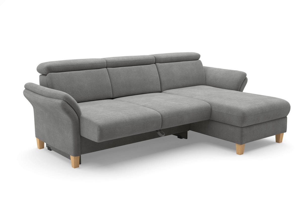 ECKSOFA GLENDALE E Grau Flachgewebe  - Eichefarben/Grau, KONVENTIONELL, Holz/Textil (253/166cm) - Sit & More