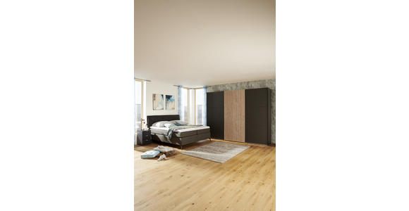 BOXSPRINGBETT 180/200 cm  in Anthrazit, Schwarz  - Anthrazit/Schwarz, Design, Textil/Metall (180/200cm) - Hom`in