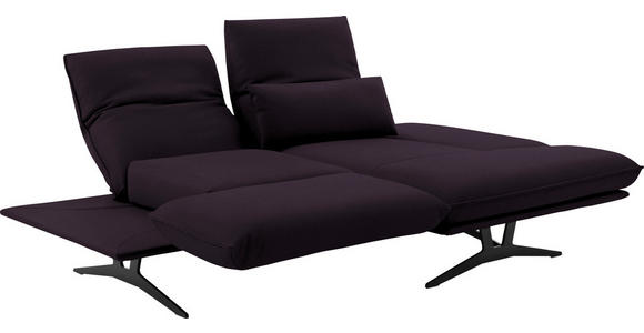 ECKSOFA in Echtleder Violett  - Violett/Schwarz, Design, Leder/Metall (210/130cm) - Dieter Knoll