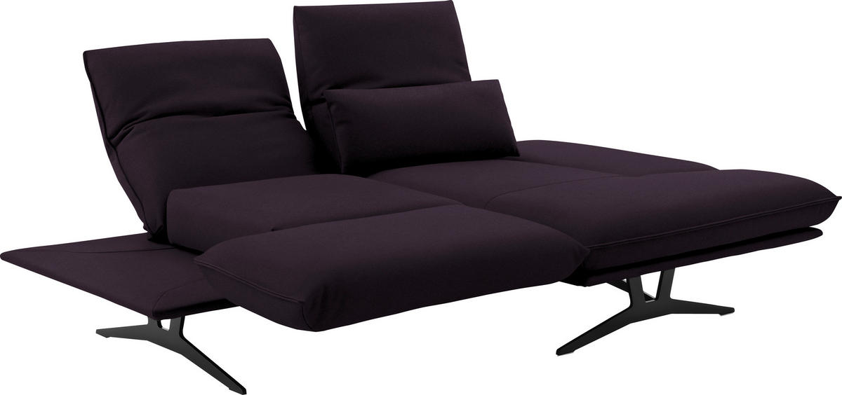 ECKSOFA in Echtleder Violett  210/130 cm  - Violett/Schwarz, Design, Leder/Metall (210/130cm) - Dieter Knoll