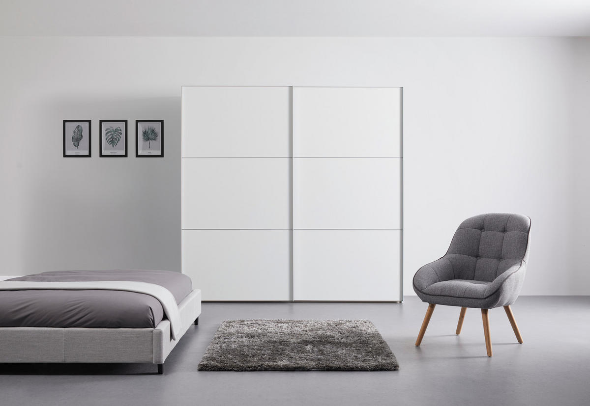 SCHWEBETÜRENSCHRANK in Weiss  - Weiss/Alufarben, Holzwerkstoff/Metall (225/222/68cm) - Moderano