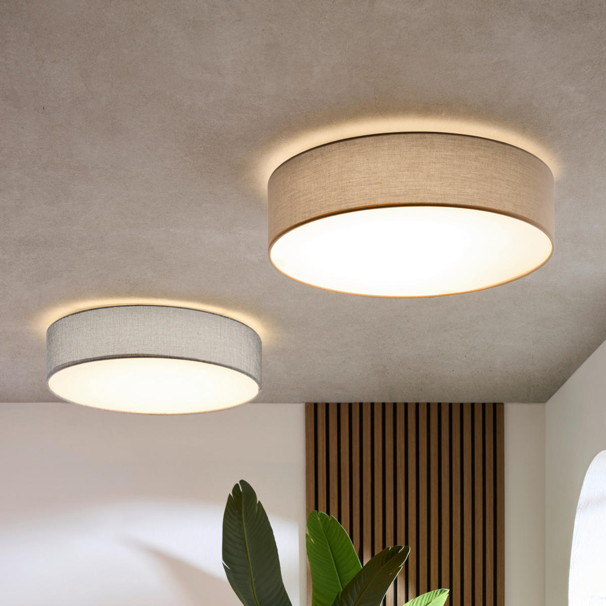 LED-DECKENLEUCHTE Romaro-Z  Smart 57/15 cm   - Taupe/Weiß, Basics, Kunststoff/Textil (57/15cm) - Eglo