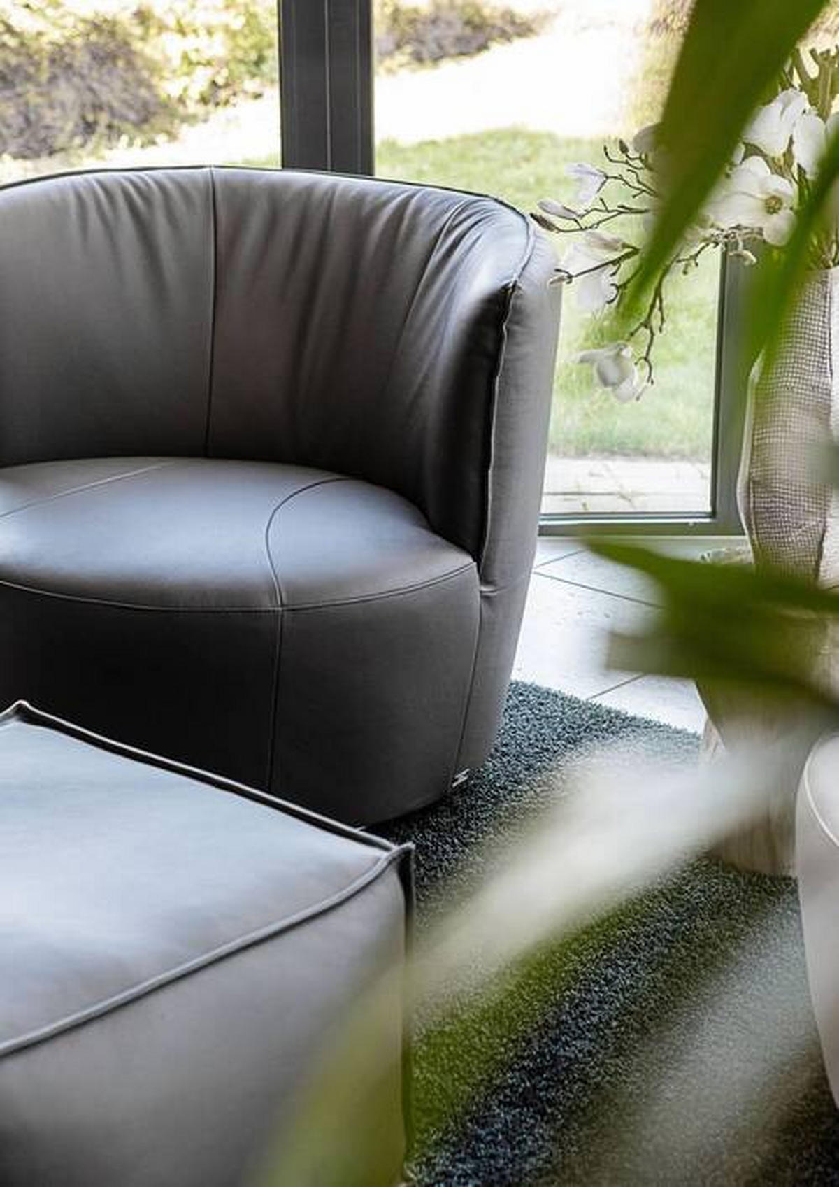 COCKTAILSESSEL - Dunkelgrau/Schwarz, Design, Leder (93/83/88cm)