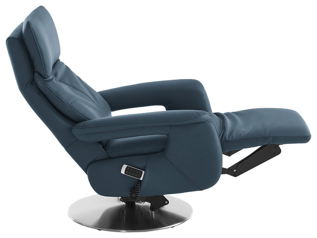 RELAXSESSEL in Leder Blau  - Blau/Edelstahlfarben, Design, Leder/Metall (78/112/85cm) - Cantus