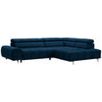 ECKSOFA in Webstoff Blau  - Blau/Dunkelgrau, Design, Textil/Metall (295/201cm) - Hom`in