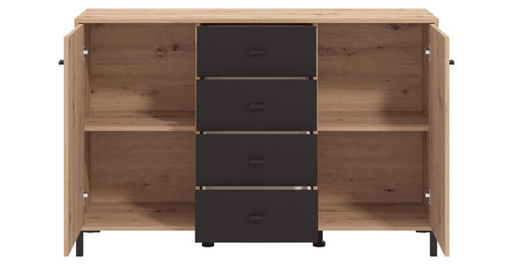 SIDEBOARD in 138/90/40 cm - Schwarz/Eiche Artisan, Basics, Holzwerkstoff/Kunststoff (138/90/40cm) - Carryhome