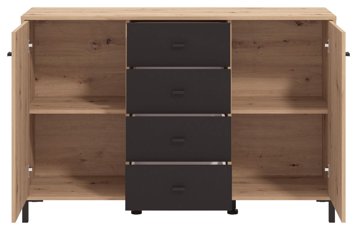 SIDEBOARD  in 138/90/40 cm  - Schwarz/Eiche Artisan, Basics, Holzwerkstoff/Kunststoff (138/90/40cm) - Carryhome