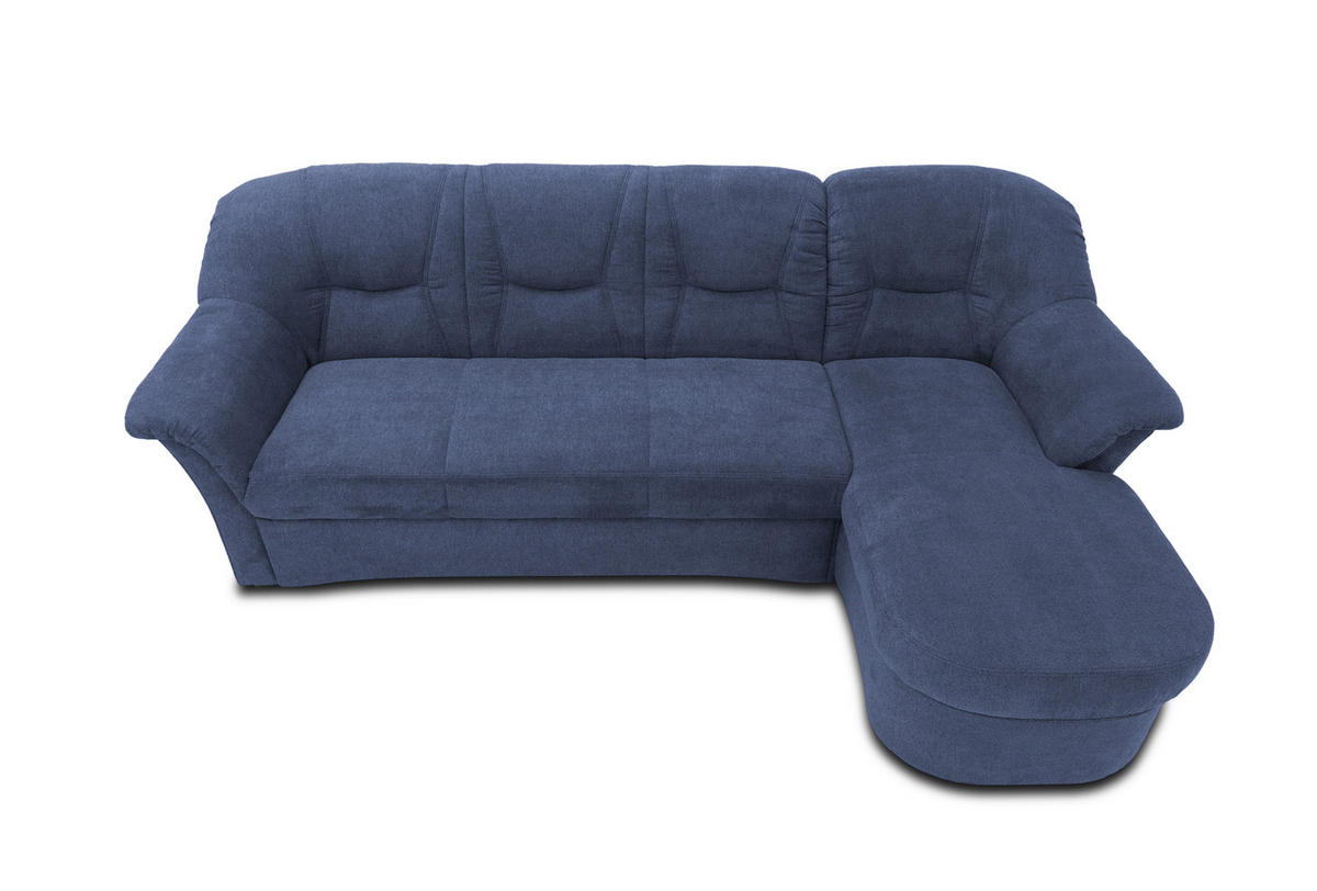 ECKSOFA Dunkelblau Mikrofaser  - Schwarz/Dunkelblau, KONVENTIONELL, Kunststoff/Textil (232/146cm) - MID.YOU