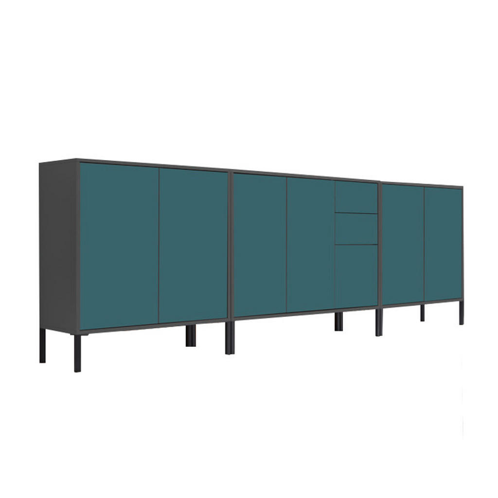 Sideboard Mailand Anthrazit/Petrol B: 263,5cm