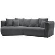 ECKSOFA in Chenille Grau 180/315 cm - Schwarz/Grau, MODERN, Kunststoff/Textil (180/315cm) - Hom`in